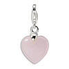 Sterling Silver Rose Quartz Heart with Lobster Clasp Charm