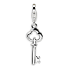 Sterling Silver Skeleton Key with Lobster Clasp Charm