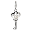 Sterling Silver Freshwater Cultured Pearl Key with Lobster Clasp Charm