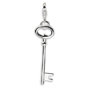 Sterling Silver Open Oval Heart Key with Lobster Clasp Charm