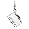 Sterling Silver 3-D Enameled Notebook Laptop Charm with Lobster Clasp