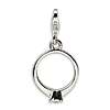 Sterling Silver CZ Ring Charm with Lobster Clasp