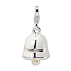 Sterling Silver Cultured Pearl White Enamel Bell Charm