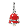 Sterling Silver Red Enamel Bell Charm with Freshwater Cultured Pearl