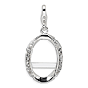 Sterling Silver CZ Oval Photo with Lobster Clasp Charm