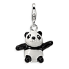 Sterling Silver 3-D Enameled Panda Charm with Lobster Clasp