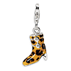 Sterling Silver CZ Enameled Leopard Print Boot Charm