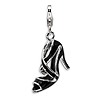 Sterling Silver 3-D Enameled Black High Heel with Lobster Clasp Charm