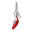 Sterling Silver Red Enameled & CZ High Heel Shoe Charm