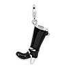 Sterling Silver 3-D Enameled Buckled Black Boot Charm