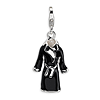 Sterling Silver 3-D Enameled Black Robe with Lobster Clasp Charm
