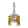 Sterling Silver CZ Enamel Tiger Jacket with Lobster Clasp Charm