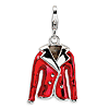 Sterling Silver 3-D Enameled Red Jacket with Lobster Clasp Charm