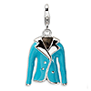 Sterling Silver 3-D Enameled Blue Jacket with Lobster Clasp Charm
