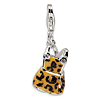 Sterling Silver CZ Black & Yellow Enameled Overall Charm