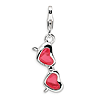 Sterling Silver Enameled Coral Heart Sunglasses Charm