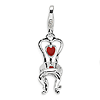Sterling Silver 3-D Enameled Chair with Heart Charm