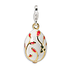 Sterling Silver 3-D Enameled Gold-plated White Egg Charm