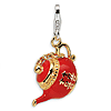Sterling Silver Gold-plated Red Enameled Tea Pot Charm