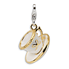 Sterling Silver Gold-plated White Enameled Cup Saucer Charm