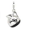 Sterling Silver 3-D Enameled Coffee Pot with Lobster Clasp Charm