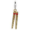 Sterling Silver 3-D Enameled Gold-plated Chopstick Charm