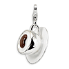 Sterling Silver 3-D Enameled Cappuccino with Lobster Clasp Charm