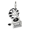 Sterling Silver 3-D Enameled Phonograph with Lobster Clasp Charm