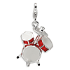 Sterling Silver 3-D Enameled Drum Set with Lobster Clasp Charm