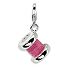 Sterling Silver 3-D Enameled Pink Spool of Thread Charm