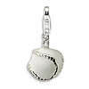 Sterling Silver 3-D Enamel Baseball Charm with Clasp