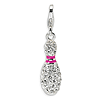 Sterling Silver 3-D Enameled Crystal Bowling Pin Charm
