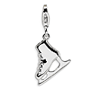 Sterling Silver 3D Ice Skate Charm with with Lobster Clasp
