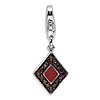 Sterling Silver CZ & Enameled Diamond Shaped with Lobster Clasp Charm