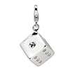 Sterling Silver 3-D Swarovski Crystal Die Charm with Lobster Clasp