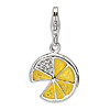 Sterling Silver 3-D Yellow Enamel Lemon Wedge Charm with Clasp