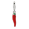 Sterling Silver Red Enamel Pepper Charm with Lobster Clasp