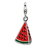 Sterling Silver 3-D Enameled Watermelon Wedge Charm