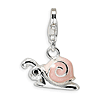 Sterling Silver Enamel Pink Snail Charm with Lobster Clasp