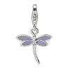 Sterling Silver Lilac Enameled Dragonfly with Lobster Clasp Charm