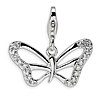 Sterling Silver CZ Butterfly Charm with Lobster Clasp