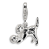 Sterling Silver 3-D Kitten & Ball Charm with Clasp