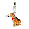 Sterling Silver 3-D Enamel Light Brown Dog & Toy Charm