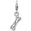 Sterling Silver Dog Bone Charm with Lobster Clasp