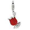 Sterling Silver CZ Red Enameled Tulip Flower Charm
