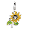 Sterling Silver 3-D Enameled Sunflower Charm with Lobster Clasp