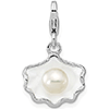Sterling Silver Enameled Shell Cultured Pearl Charm