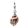 Sterling Silver 3-D Brown Enameled Shell Charm