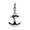 Sterling Silver 3-D Polished Anchor Charm with Lobster Clasp
