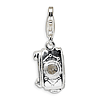 Sterling Silver 3-D Movable Camera with Lobster Clasp Charm